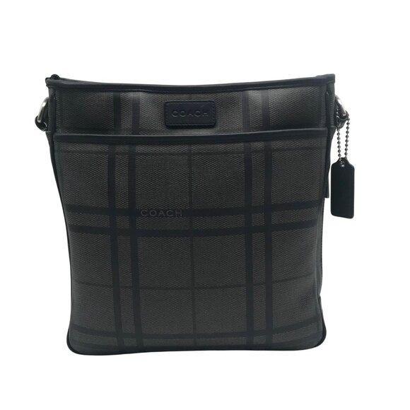 Coach Black & Gray PVC Tattersall Messenger Bag F71061 - Picture 1 of 13